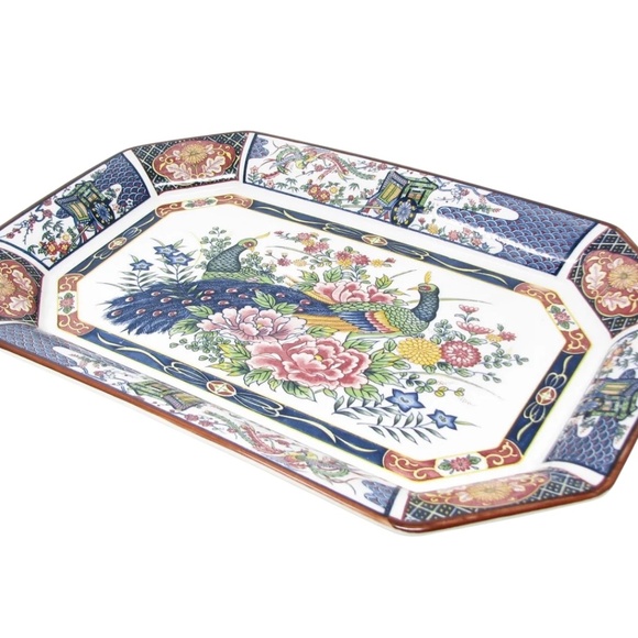 Vintage Oriental Trading CO. Rectangular Octagon Porcelain‎ Platter Serving Tray - Picture 6 of 12